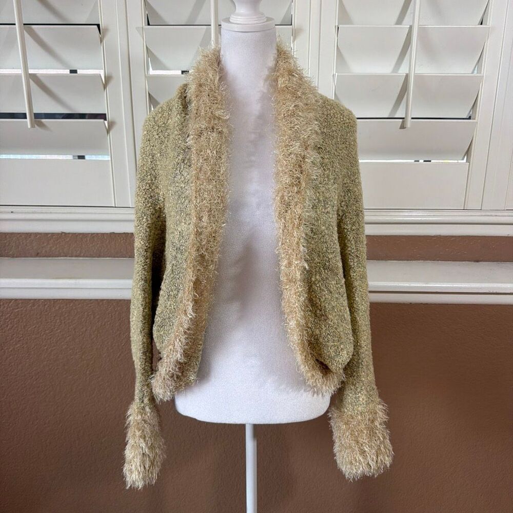 New Pretty Angel Knit Cardigan Green Open Knit Sweater Slouchy Boho Fairy Sz XXL